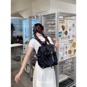 Retro Minority Fashionable Backpack 2023 New Patchwork Oxford Cloth College Style Schoolbag Work Clothing Student Backpack