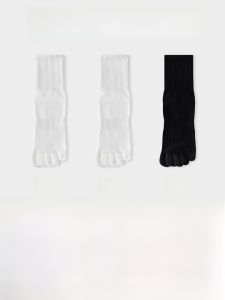 JINGCHI | Womens Mid-Calf Breathable Cotton Socks Thin Long Tube Antibacterial Deodorant Five-Finger Split Toe Socks For All Seasons