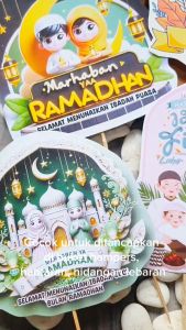 Topper Buket Idul Fitri Ramadan Bunga Bouquet Hiasan Puasa Mubarak Ucapan Lebaran Besar Jumbo Dekorasi