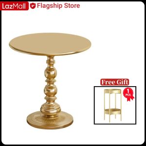EB MALL ORIGINAL MID CENTURY STYLE DANISH DESIGNER TULIP ROUND DINNING COFFEE SIDE TABLE GOLDEN ROUND TABLE IRON ART SMALL TEA TABLE CREATIVE RETRO SMALL ROUND TABLE