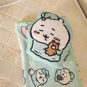 Cartoon Chiikawa Bear 2-in-1 Blanket Pillow Usachi Cute Napping Cover Carpet Blankets