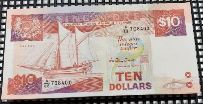 Vintage Singapore Ship Series Banknotes in Mint uncirculated condition
