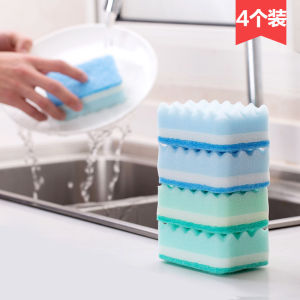 ผ้าขนหนูล้างจานแบบสามชั้นสองด้านหนา 4 แผ่น ผ้าขนหนูล้างจานในครัว เครื่องมือทำความสะอาดในบ้าน ผ้าขนหนูล้างจานแบบหนา