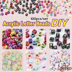 Seeko Acrylic Letter Beads Bead Flat Loose Spacer Alphabet Round Beads for Bracelet Jewelry Making