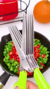 Muti-Layers Kitchen Scissors Stainless Steel Vegetable Cutter Scallion Herb Laver Spices Cooking Tool Cut Kitchen Accessories