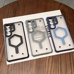 Clear Anti-Slip Armor Magnetic Case for Magsafe Samsung Galaxy S26 S25 Ultra S24 Plus S23 FE A16 A56 A55 5G Mac Safe Phone Cover