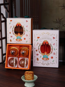 Hộp Đựng Bánh Trung Thu 6 Chiếc Có Thể Mở Được Hộp Đựng Bánh Ngọt 4 Ngăn Họa Tiết Vàng Hộp Đựng Bánh Cầm Tay Màu Trắng Tươi Mới