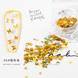 Nail Ornament Internet Celebrity Ins Laser Butterfly Sequin Xiaohongshu Ultra-Thin Magic Color Sequin UV Nail Decoration