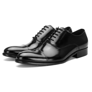 Mens Genuine Leather Office Business Shoes Top Layer Cowhide Three Buckle Design Comfortable Work Footwear