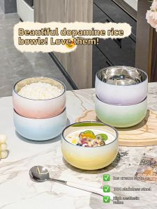 XIAOHUANGLU | Food Grade 304 Stainless Steel Insulated Anti-scald Childrens Personal Bowl
