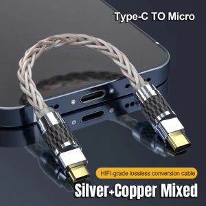 Hifi Type C Micro USB Headphone Adapter OTG Converter 4N Pure Silver Audio Amplifier Sound Card USB C Data Cable Earphone type-c