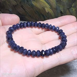 Gegegems premium 7.8mm faceted raw blue Sapphire bracelet [Natural Crystal]
