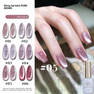Sơn Móng Tay Gel Mắt Mèo MIANEL Dạng Hoa Chất Satin 12ML Màu Tím Nude Với Hạt Thủy Tinh Bộ 1-6 Chiếc Xu Hướng Mới 2025 Dành Cho Làm Đẹp & Nghệ Thuật Móng