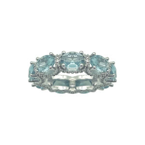 Retro Luxury Blue Topaz Simulated Sea Blue Gemstone Embedded Diamond Flower Ring Elegant Fashionable Women's Ring by Dormant Volcano