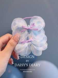 Kids Bowknot Hair Ring Girl Sweet Cute Mesh Polka Dot Hair Rope Does Not Hurt Hair Rubber Bands Headdress Girls Hair Rope