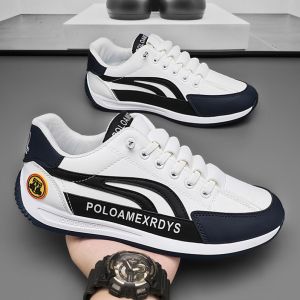 Mens White Running Shoes Breathable Fashionable All-Match Summer New Arrival Korean Style Low Top Flat Heel Outdoor Casual Shoes