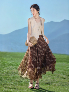 MOHANYIMEI | New Summer Elegant Slim-Fit Bohemian Print Vintage Look Dress Set
