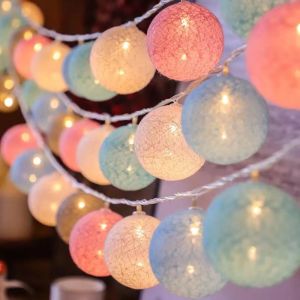20LED Cotton Ball Garland Christmas Fairy Lights Outdoor Holiday Lighting Strings งานแต่งงาน Xmas Party Home Decoration