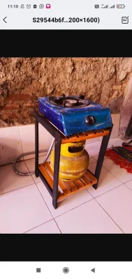 RAK MEJA KOMPOR GAS 1 TUNGKU DAPUR KAYU BISA UNTUK TEMPAT PENYIMPANAN RICE COOKER PIRING DAN GELAS