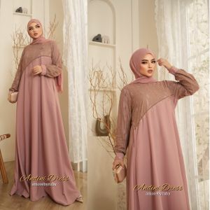 gamis brokat premium motif cantik produk Amore by Ruby edisi Andini Lace dress viral manik manik