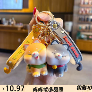 Cartoon Shiba Inu Keychain Pendant Couple Bookbag Doll Keychain Hanging Decoration Valentines Day Gift