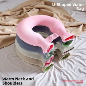 Therapeutic Neck Warm Bag Thickened Shoulder Neck U-Shaped Water Filling Hot Compress Bag Hanging Neck Type for Home Use