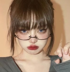 Retro Two-Dimensional Cute Retro Pretty Girl Glasses Frame Decorative Mirror Cartoon Lower Semi-Rimless Cute Fierce Anime Glasses Female