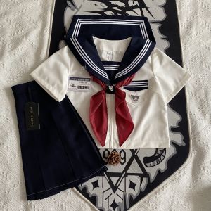 Bộ Đồng Phục Thủy Thủ Nữ JK Bộ Ba Mảnh Cổ Xanh Biển Cổ Xanh Trắng Phong Cách Đại Học Màu Trung Tính Mùa Hè