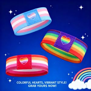 Bandai | Custom Elastic Polyester Wristband Rainbow Sweatband Sport Wrist Strap Heat Transfer Logo Promotional Wristlet