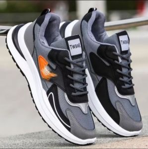 Sepatu Sneaker Pria Xyrun Sporty Mesh Mesh Santai Abu-Abu