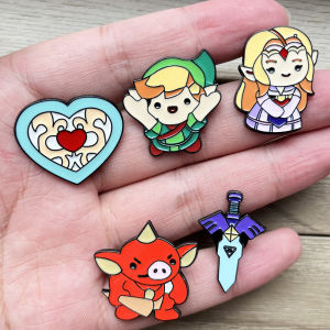 Bandai | 5pcs Kawaii Master Sword Enamel Lapel Pins Set Anime Themed Brooch Badges for Jackets Bags Collectible Gift for Gamers