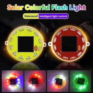 【Pphha】Solar Motorcycle Tail Light 12LED RGB Flashing Night Safety Anti-Collision Warning Light Universal Car Electric Bike Flashing Light