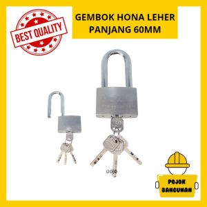 Hona KUNCI GEMBOK PINTU PAGAR ANTI MALING LEHER PANJANG BESAR 60 MM