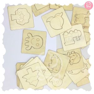 Mai Art 20 Pcs Alat Jiplak Bahan Papan Kayu Untuk Tracing Gambar Kreatifitas Sensory Play Stencil