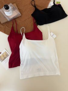 Gufy Modal Strap Vest Womens Inner Wear Integrated Cup Backless Underwear Base Layer Top Fashionable Slim Fit Mid-Length