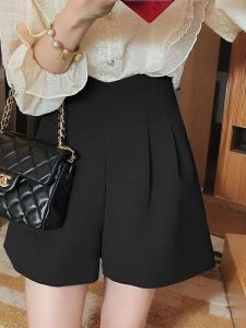 High Waist A-Line Wide Leg Pants Womens Summer New Style Casual Black Suit Shorts Slimming Meat Covering Workwear Trousers