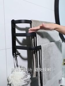 Premium 3 LAYER Aluminum Towel Storage Rack With Hook Towel Rack Shelf Holder Bar Rack Hanger Bathroom Toilet Rack