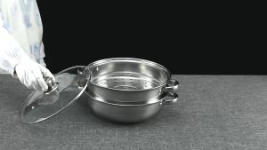 Bộ nồi hấp inox 28cm B78 - nồi hấp đa năng 2 tầng cao cấp nắp kính TTNTB78