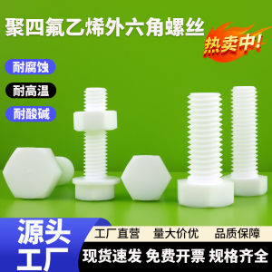 Corrosion Resistant PTFE Plastic External Hexagonal Bolt Nuts Special Fluorine Lining Chemical Screw for Hardware Tools