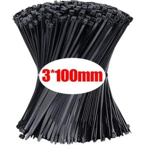 1000/100PCS Self-locking Plastic Nylon Tie Black Fastening Strap Cable-Tie-Set Cable Zip Tie Fastening Ring Zip Wraps Strap Tie