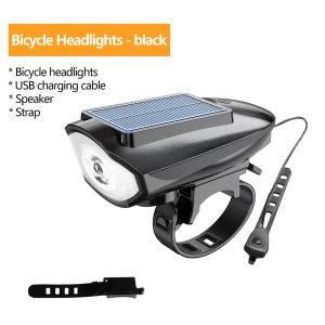 Đèn Pha Xe Đạp Năng Lượng Mặt Trời LED Đèn Trước Sạc USB Có Còi Điện Đèn An Toàn Khi Đi Xe Ban Đêm Dành Cho Xe Đạp Địa Hình Xe Đạp Đường Trường Chống Nước IPX6