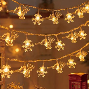 YESPERY 1.5M Christmas Star Snowflake LED Light String Banner Christmas Decoration 2024 for Home Xmas Tree Decor Fairy Light Pendant