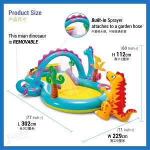 INTEX 8-shaped Dinosaur Inflatable Swimming Pool With Slide Inflatable Ball And Ring