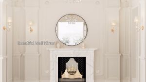 LUVODI กระจกห้องน้ำ Bathroom Mirror Wall Mounted  Makeup Mirror Vanity Modern Black Metal Various Shape Framed  Wall Mirror Console Tables Decor Living Room Bedroom Dressing Table Mirrors