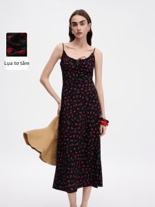 LANCY FROM 25 | 25% Silk Round Neck Waist-Cinching Sleeveless Slip Long Dress
