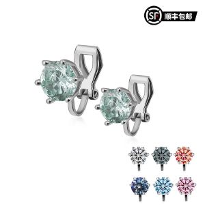 WIC Original Design Moissanite Single Diamond Hinged Ear Cuff No Piercing Required Maldives Blue Fashion Jewelry Accessory