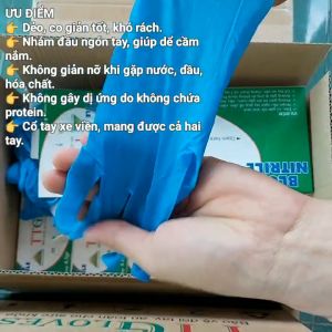 [ Hàng Chính Hãng - Miễn Ship ] Găng Nitrile Xanh Không Bột Cao Cấp TT Gloves 4.5gram. Găng Dày Dùng Trong Công Nghiệp