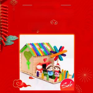 DIY Ice Cream Stick House Model Kit Creative Parent-Child Activity Kindergarten Childrens Handmade Craft Materials Package