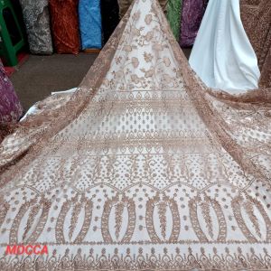 Bahan tulle Bordir Sabto terbaru/Bahan kebaya motif etnik sabto Tebal