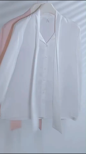 Áo sơ mi nữ tay dài thắt nơ cổ thanh lịch chuẩn style công sở Hàn Quốc - A04